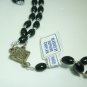 CHRISTIANITY ROSARY BLACK BEADS FINE CRUCIFIX K OF C NECKLACE PENDANT ITALY