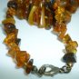 VINTAGE BALTIC MULTICOLOR BROWN POLISHED AMBER CLUSTER SMALL BEADS NECKLACE