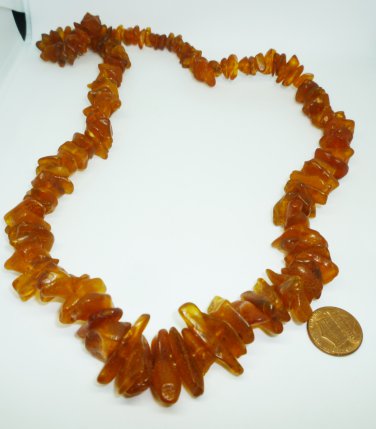 VINTAGE BALTIC MULTICOLOR BROWN POLISHED AMBER CLUSTER BEADS NECKLACE