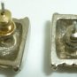 VINTAGE TWO TONE METAL POST EARRINGS HALF RING MOON