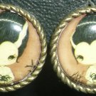 CHARMING CARTOON HELLO BUTTON STUD EARRINGS