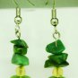 CHARMING HANDMADE BEADED DANGLING GREEN JADE & GLASS EARRINGS