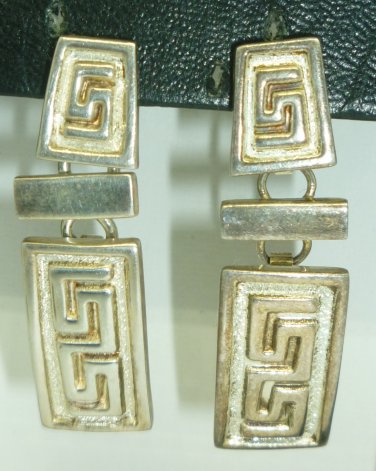 GORGEOUS HEAVY STERLING SILVER .925 GEOMETRIC DANGLING EARRINGS