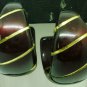 VINTAGE DARK RED & GOLD HALF MOON HOOPS STUD EARRINGS