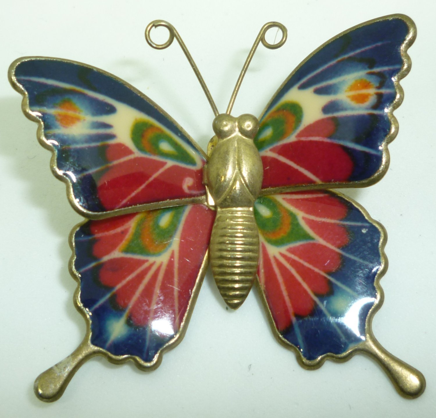 Beautiful Vintage Enamel Butterfly Brooch Pin Pendant 