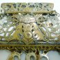 UNIQUE VINTAGE ANTIQUE LEO GLASS CREST CHATELAINE BRONZE PIN BROOCH CHARMS