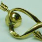 CHARMING POLISHED BRASS BROOCH PIN ARROW THRU THE HEART CUPID
