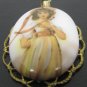VINTAGE HANFPAINTED BUTTON JEWELRY PENDANT