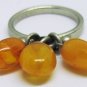 CHARMING 'FIRST JEWELRY' STAINLESS STEEL RiNG WITH BALTIC AMBER BEADS