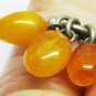 CHARMING 'FIRST JEWELRY' STAINLESS STEEL RiNG WITH BALTIC AMBER BEADS