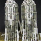 VINTAGE WHITE MULTI-STRAND BEADED DANGLING EARRINGS VINTAGE WHITE MULTI-STRAND BEADED DANGLING EARRINGS