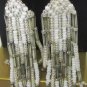 VINTAGE WHITE MULTI-STRAND BEADED DANGLING EARRINGS