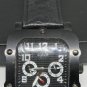 ALADO MEN'S WATCH BLACK STAINLESS STEEL WATER RESISTANT HEAVY LEATHER BAND
