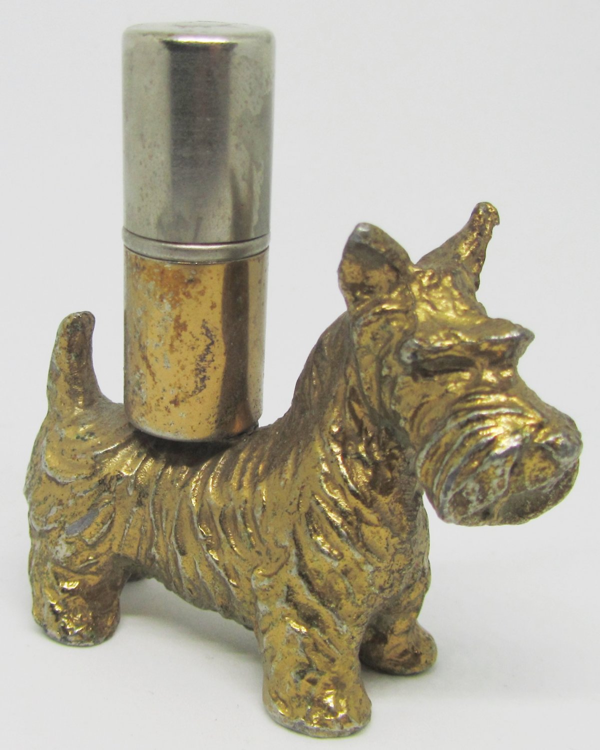 ANTIQUE BRONZE SCOTTISH TERRIER DOG FIGURINE STRIKER CIGARETTE LIGHTER