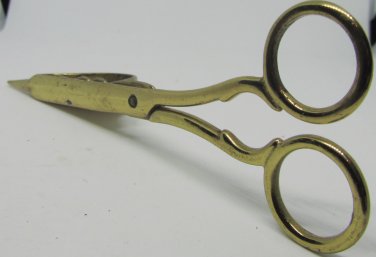 VINTAGE ANTIQUE BRASS CANDLE WICK TRIMMER SCISSORS