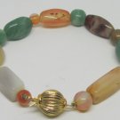 GORGEOUS NATURAL GEM STONE MULTICOLORED CHUNKY BEADED OPAL AGATE BRACELET CLASP