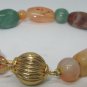 GORGEOUS NATURAL GEM STONE MULTICOLORED CHUNKY BEADED OPAL AGATE BRACELET CLASP