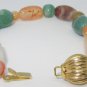 GORGEOUS NATURAL GEM STONE MULTICOLORED CHUNKY BEADED OPAL AGATE BRACELET CLASP