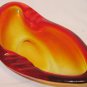 GORGEOUS ART DECO ORANGE RED GLASS CIGAR CIGARETTE ASHTRAY