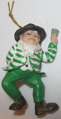CHARMING DANCING HAPPY LUCKY LEPRECHAUN FIGURINE IRISH CHRISTMAS ORNAMENT