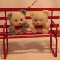 CHARMING CHRISTMAS VALENTINE ORNAMENT TWO TEDDY BEARS ON A BENCH