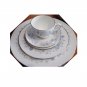 WEDGWOOD CHINA BELLE FLEUR 5pc PLACE SETTING WHITE BLUE FLOWERS SILVER NEW