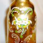 VINTAGE AMBER GLASS DECANTER & 6 SHOT CORDIAL FRANCE GOLD GILDED ENAMEL APPLIQUE