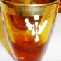 VINTAGE AMBER GLASS DECANTER & 6 SHOT CORDIAL FRANCE GOLD GILDED ENAMEL APPLIQUE