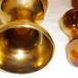 VINTAGE AMBER GLASS DECANTER & 6 SHOT CORDIAL FRANCE GOLD GILDED ENAMEL APPLIQUE