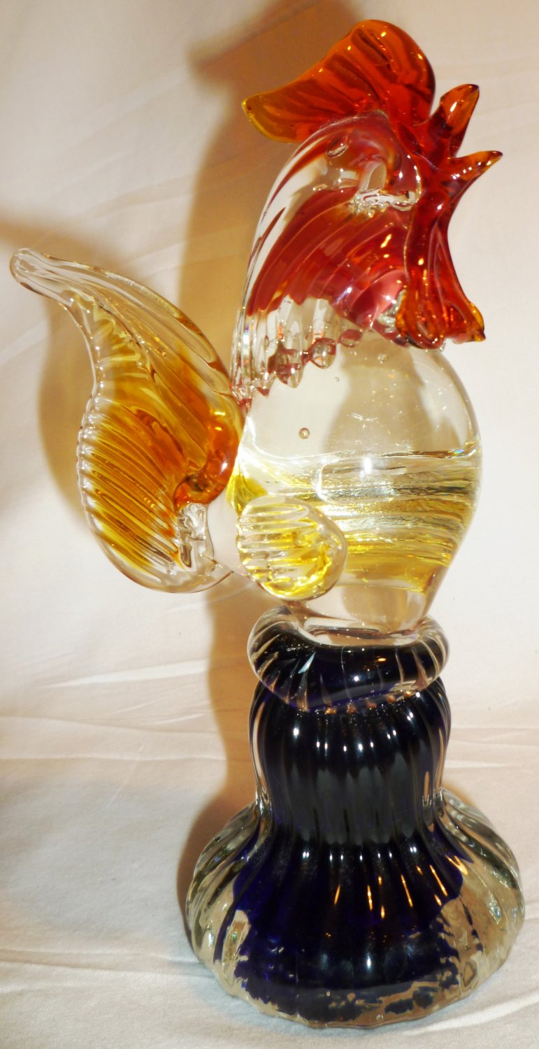 Vintage Colorful Murano Glass Rooster Figurine