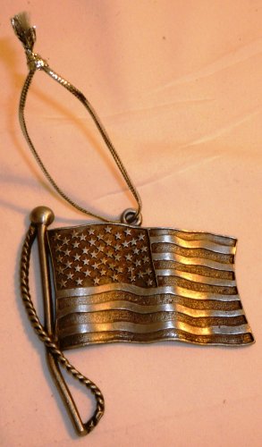 GLORIA DUCHIN PEWTER US FLAG ORNAMENT