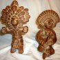 VINTAGE TERRACOTTA POTTERY MEXICO MAYA AZTEC INCA GOD FIGURINE STATUE SET OF 2