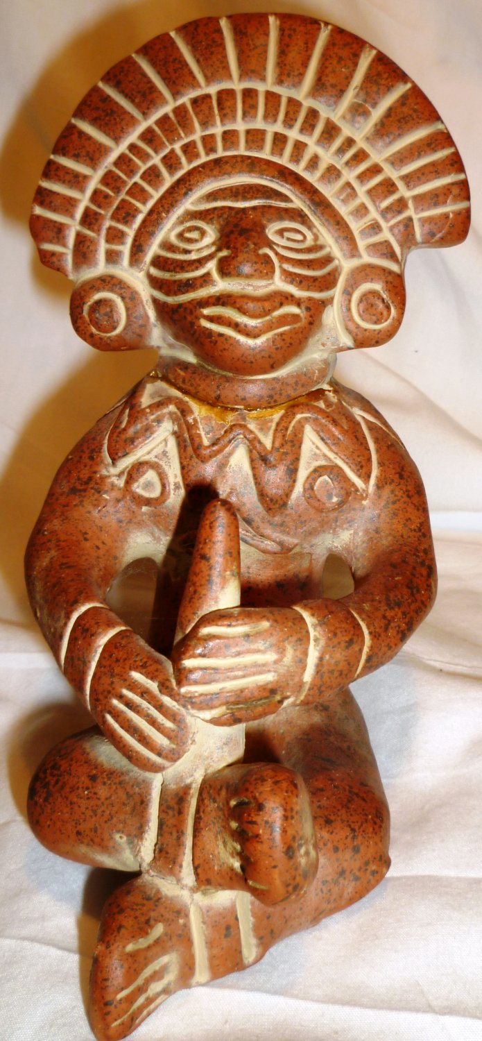 Vintage Terracotta Pottery Mexico Maya Aztec Inca God Figurine Statue