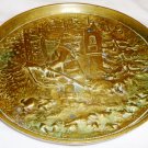 ANTIQUE BRONZE ROUND DISH PLATE PLATTER HUNTER IN A FOREST NUMBERED 1209