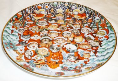 CHRISTMAS FRANKLIN MINT HEIRLOOM SANTA CLAWS COLLECTIBLE PLATE BILL BELL CATS