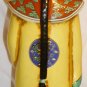 VINTAGE ANTIQUE CERAMIC PORCELAIN ASIAN ORIENTAL FIGURINE MAN IN YELLOW STATUE