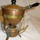 VINTAGE ANTIQUE MINIATURE COPPER CHAFING DISH STAND W/LID HOLDER DOLLHOUSE