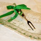 MUD PIE NEW GIFT HOLIDAY OVAL BUBBLE GLASS & FORK CONDIMENT SET CHRISTMAS