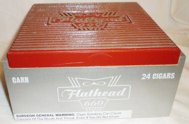 COLLECTIBLE CAO FLATHEAD 660 BIG BLOCK WOOD CIGAR BOX NICARAGUA