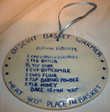 POTTERY BISCUIT BREAD BASKET WARMER & POTATO BISCUIT RECIPE