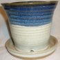 STUDIO POTTERY ALATORIA HAND THROWN STONEWARE POTTERY PLANTER & BUILD-IN SAUCER