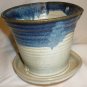 STUDIO POTTERY ALATORIA HAND THROWN STONEWARE POTTERY PLANTER & BUILD-IN SAUCER