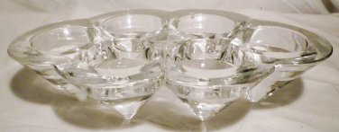 UNIQUE CONTEMPORARY CLEAR GLASS CENTERPIECE SIX CUP CANDLEHOLDER VOTIVE