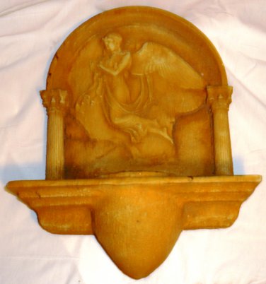 STUNNING VINTAGE ART POTTERY STONE ITALY GARDEN HOLY WATER FOUNTAIN FONT SIGNED