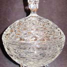 VINTAGE BOHEMIAN CUT CRYSTAL PEDESTAL CANDY NUT BON BON LIDDED FOOTED DISH