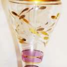 BEAUTIFUL MOUTH BLOWN GLASS TALL PERFUME BOTTLE PURPLE & GOLD PAINTED