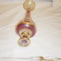 BEAUTIFUL MOUTH BLOWN GLASS TALL PERFUME BOTTLE PURPLE & GOLD PAINTED