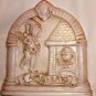 VINTAGE ITALY ART CERAMIC TILE WALL HANGING PLAQUE SIGNED ANGEL CUPID HEARTH
