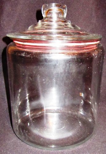 BIG CLEAR GLASS CANISTER COOKIE JAR & GLASS LID