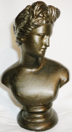 STUNNING BUST STATUE GODDESS APHRODITE BRONZE COLORED CAST IRON